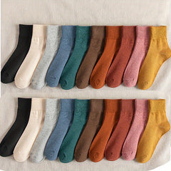 10 Pairs Women's Solid Mid Tube Socks Soft & Comfy Stockings