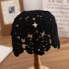 Crochet Beanie Flower Hollow Out Knitted Cloche Skull Cap