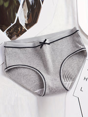 3pcs Ribbed Bow Tie Briefs Soft & Comfy Panties