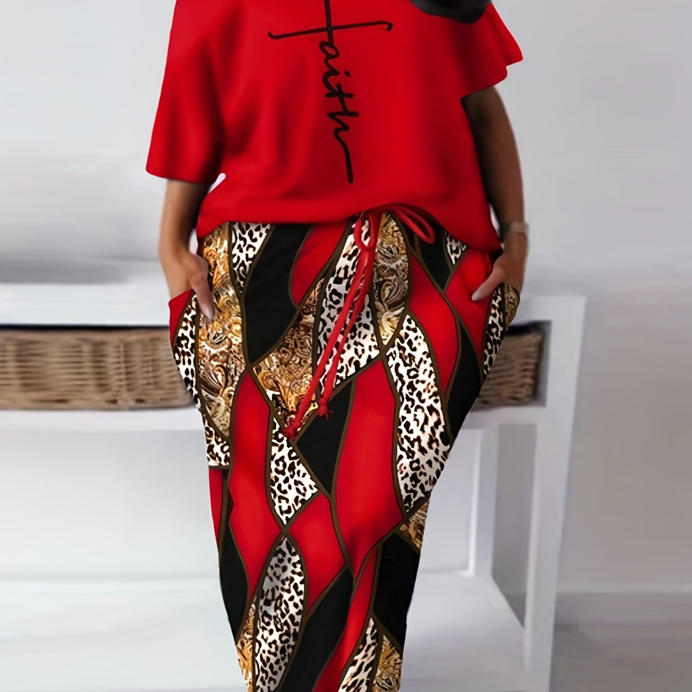  Women's Short Sleeve Tee & Skirt Outfits Two Piece Set