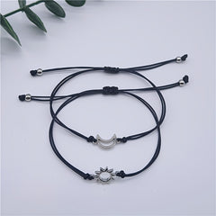 Alloy Couple Wax Wire Bracelets Sun Moon Bracelets