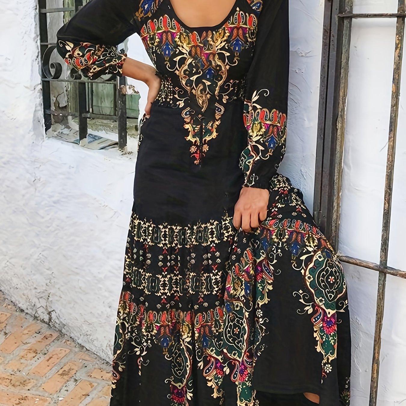  Boho Dress Women's Plus Floral Print Maxi Dress