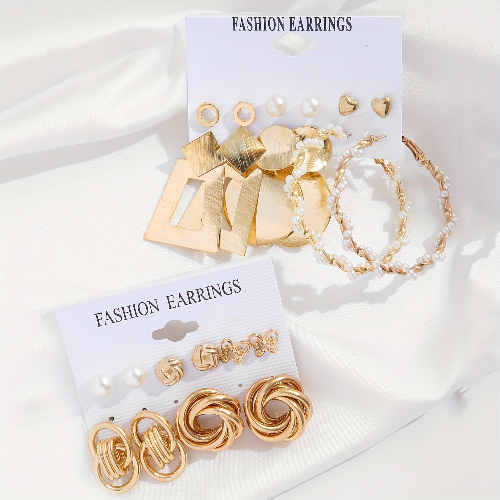 Women's Faux Pearl Butterfly Earrings Set