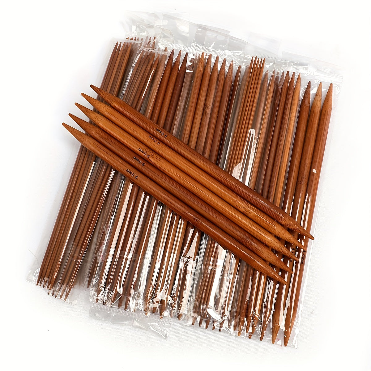 75pcs Double Pointed Knitting Needles Set - Carbonized Bamboo - 15 Sizes