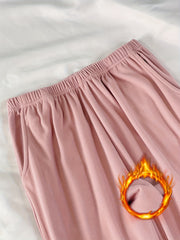 Solid Fuzzy Lounge Pants, Warm & Soft Elastic Waistband Pants