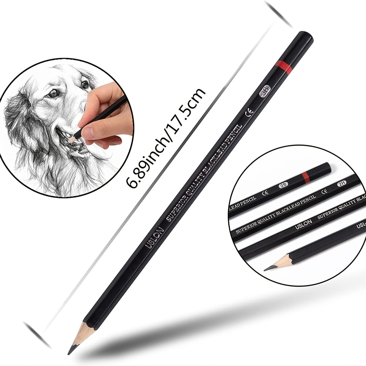12pc Set Drawing Sketch Pencils 8B 2H Medium for Art Sketching Shading
