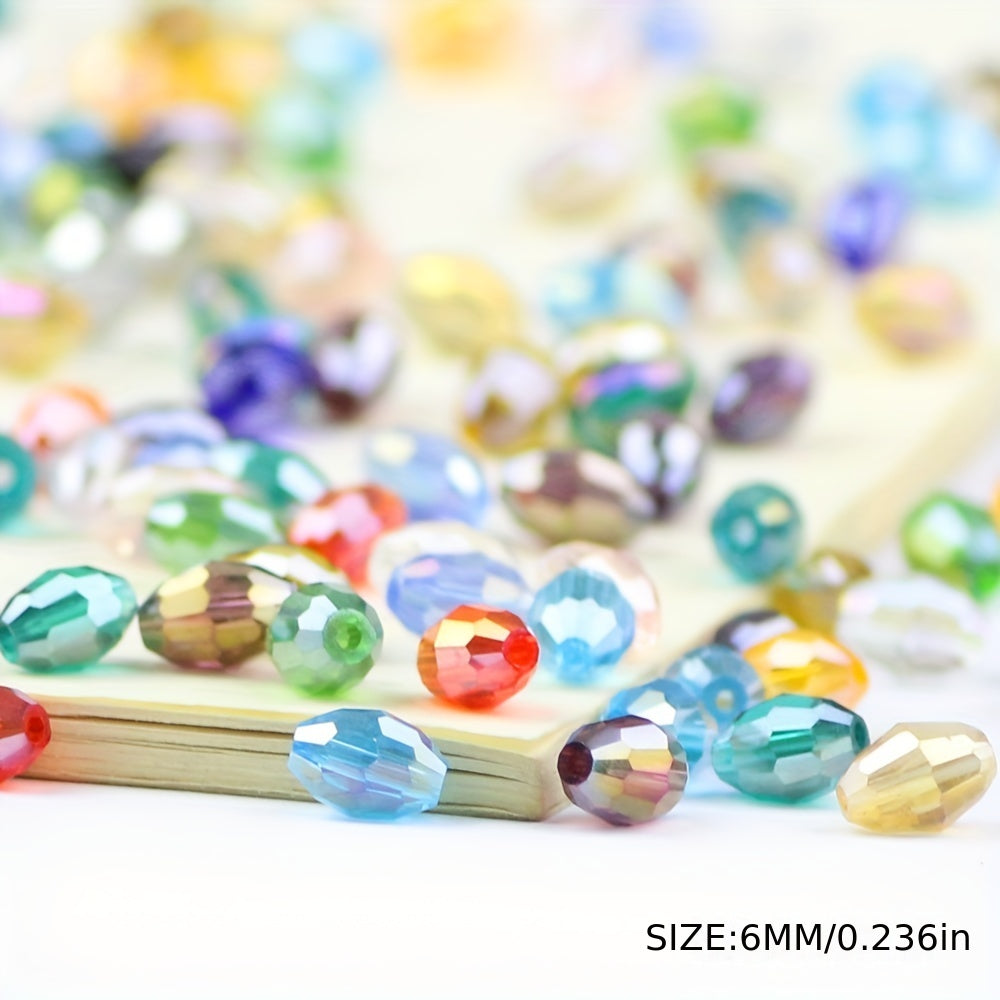 50pcs 6x8mm Colorful Glass Crystal Beads DIY Jewelry Accessories