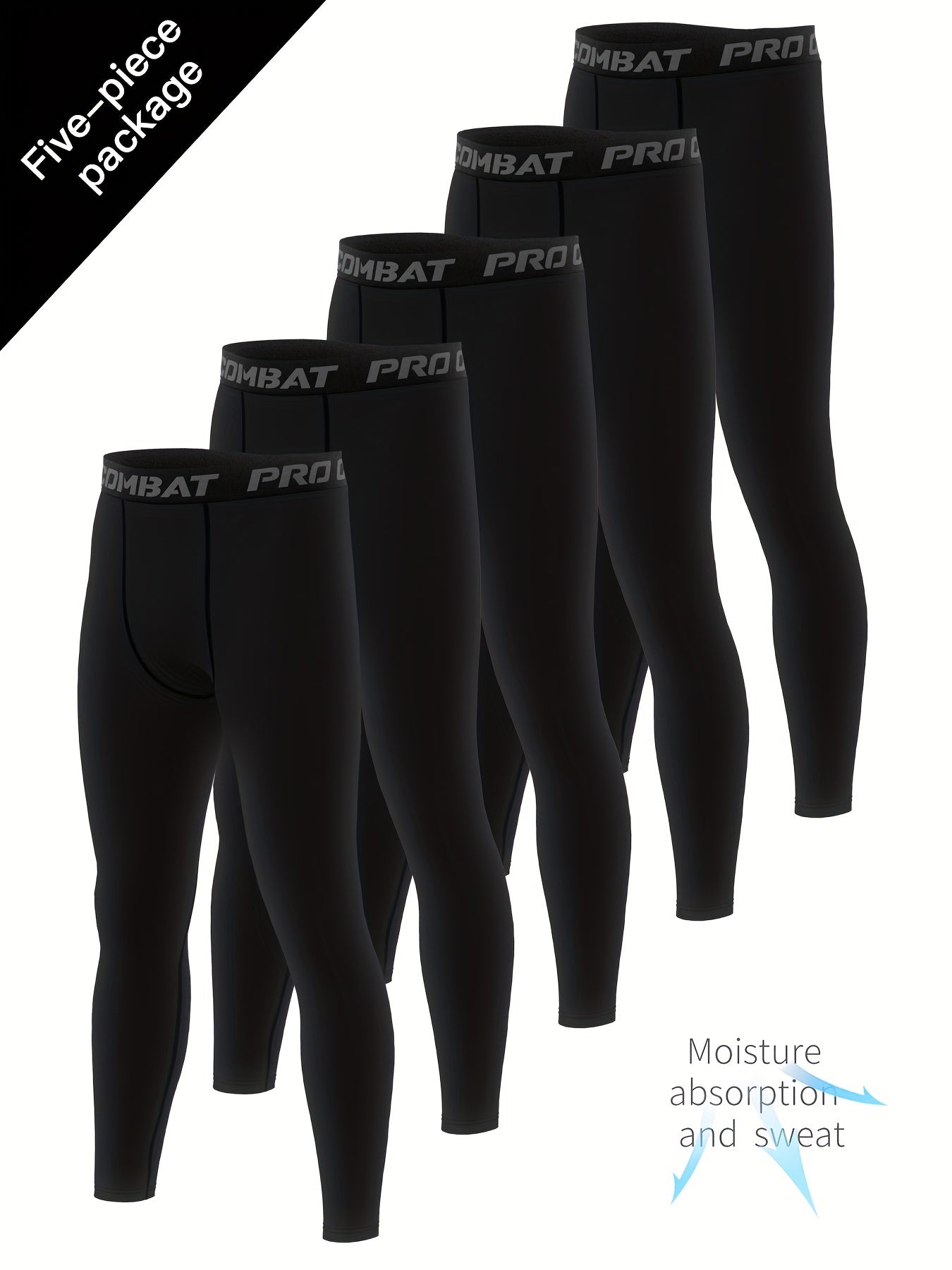 Men's 5pcs High Stretch Leggings Active Quick Drying Sports Compression Pants