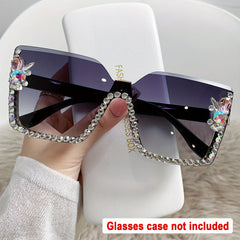 Rhinestone Rimless Gradient Sunglasses UV400