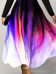  Ombre Print Long Sleeve Maxi Dress
