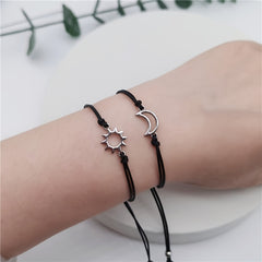 Alloy Couple Wax Wire Bracelets Sun Moon Bracelets