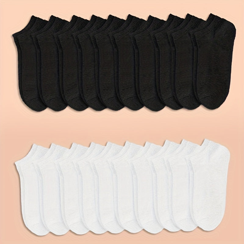 20 40 Pairs Solid Ankle Socks Soft & Lightweight Women's Stockings