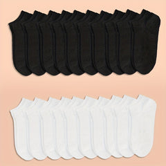 20 40 Pairs Solid Ankle Socks Soft & Lightweight Women's Stockings
