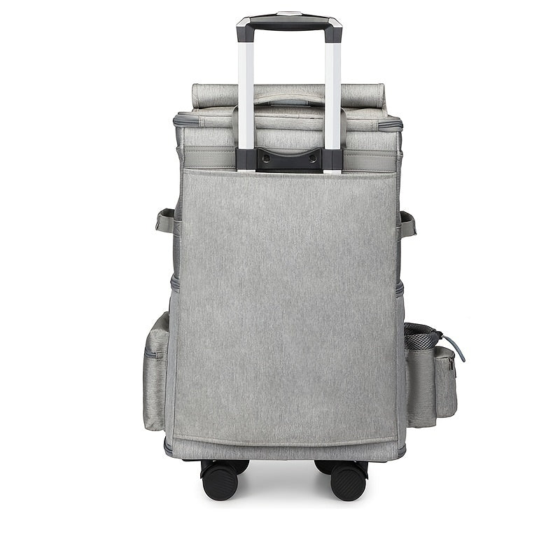 Rolling Pet Carrier For Dogs 2 Compartments & Wheels