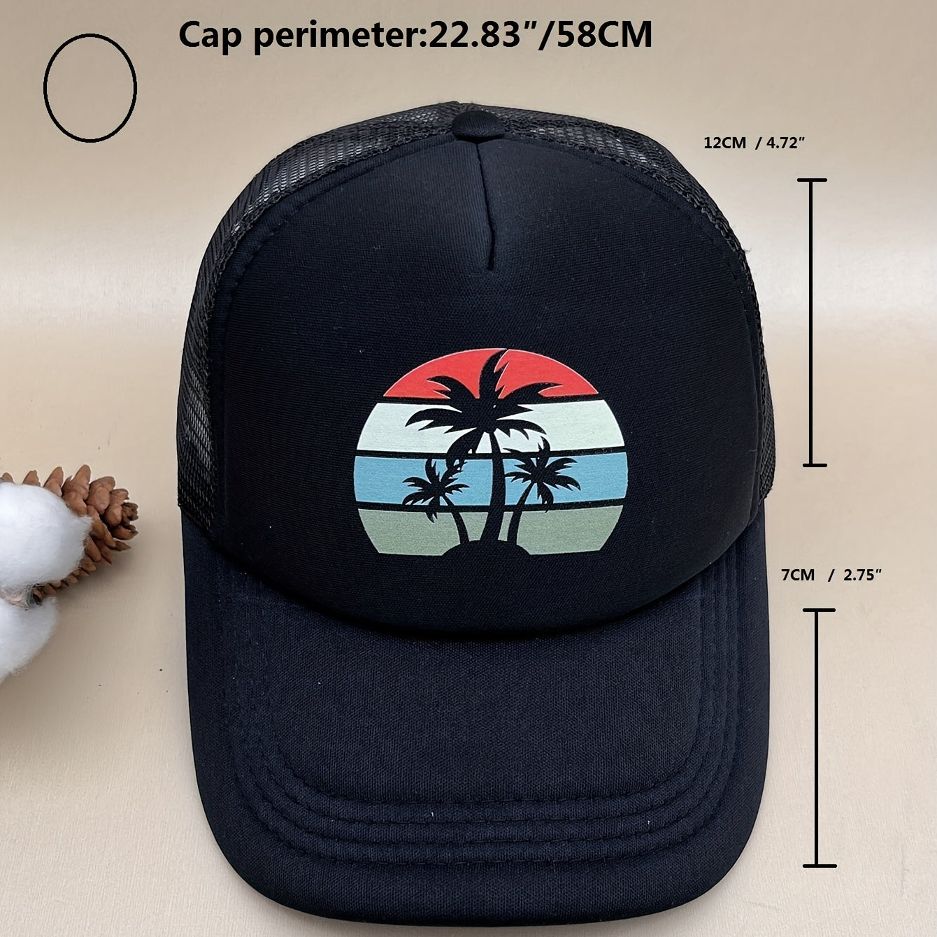 Adjustable Coconut Tree Pattern Baseball Cap for Outdoor Sport
