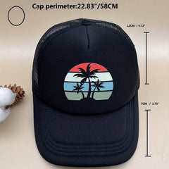 Adjustable Coconut Tree Pattern Baseball Cap for Outdoor Sport