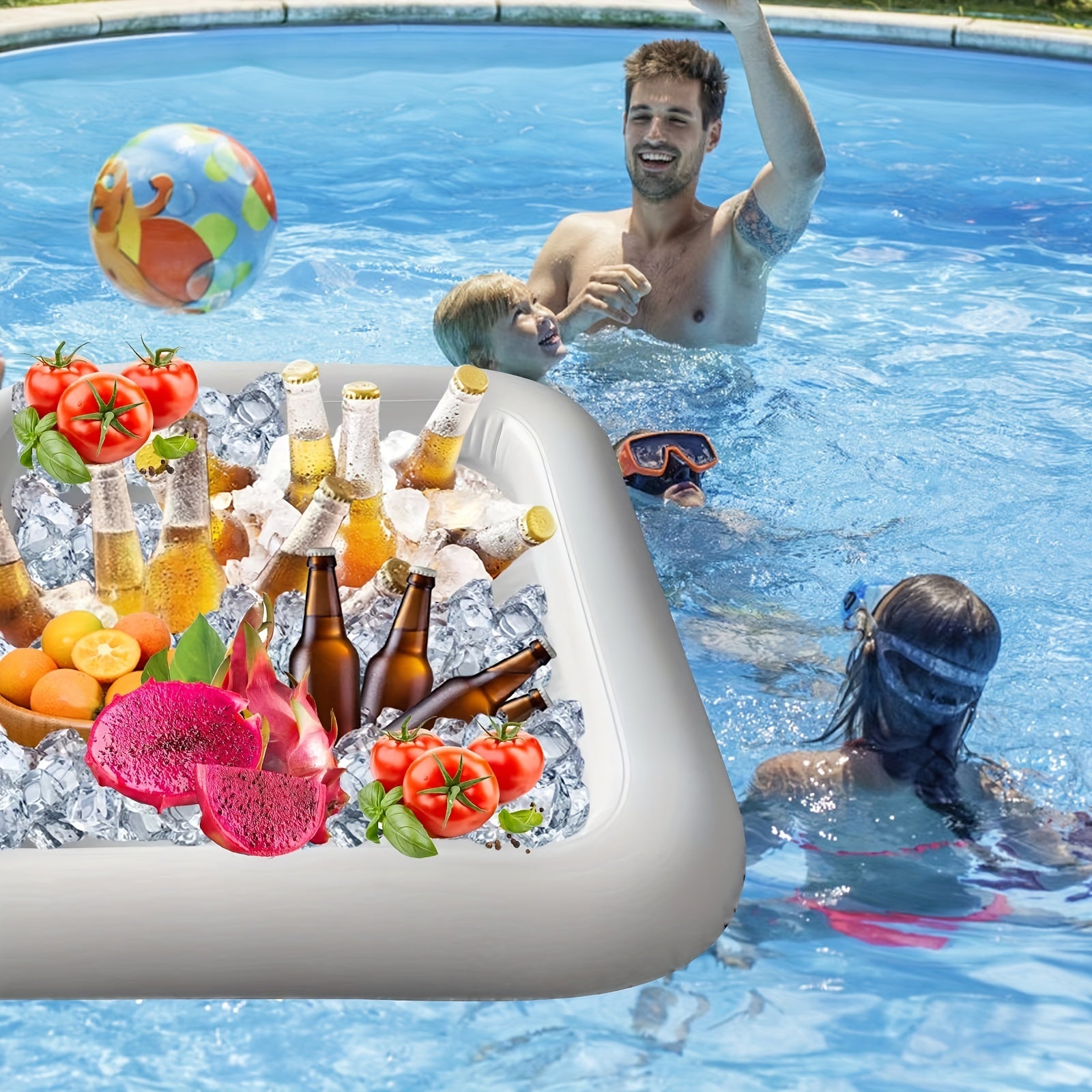 Inflatable Pool Serving Tray Drinks Snacks for Parties Picnics Camp