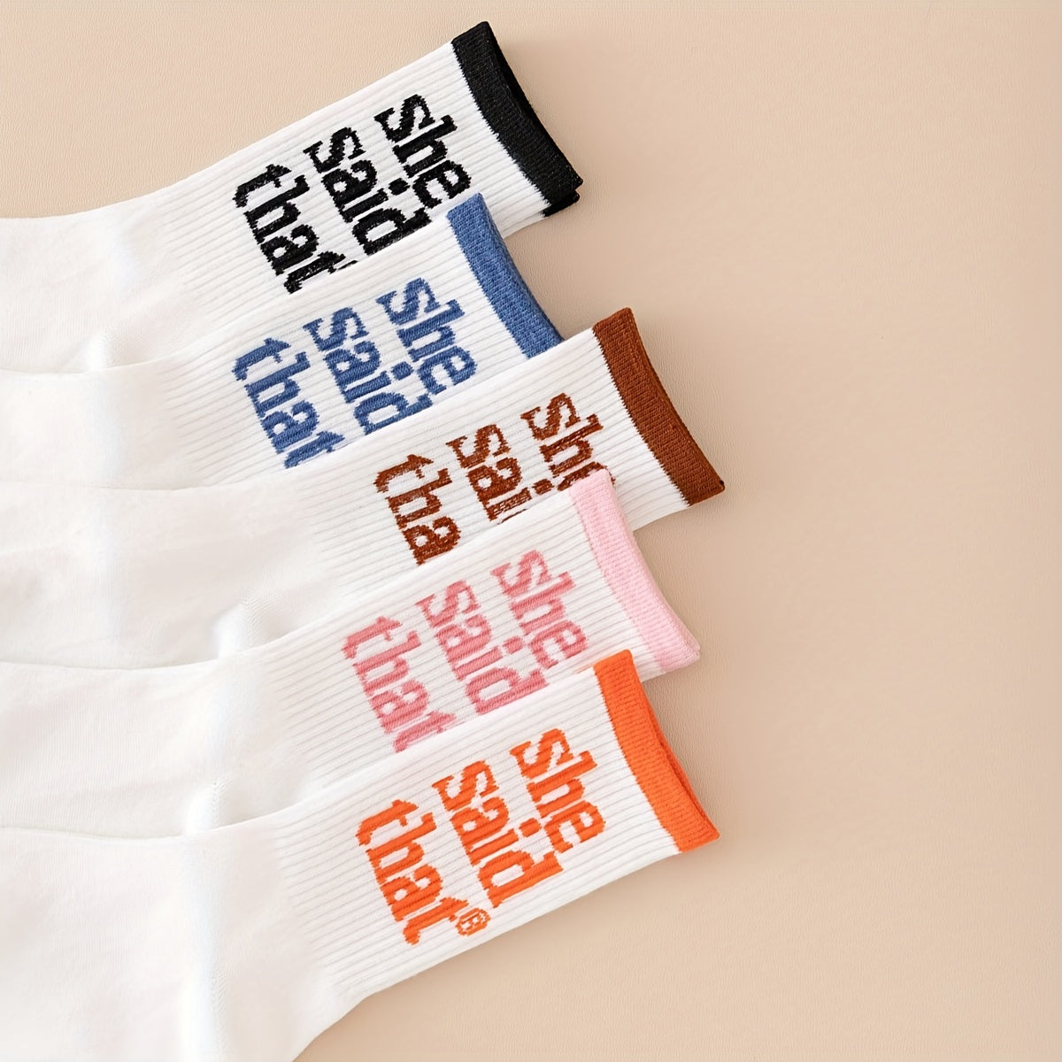 5 Pairs Letter Print Socks Mid Tube Women's Stockings