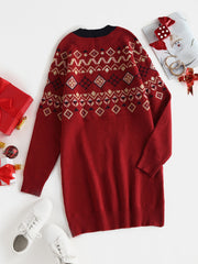  Oversized Jacquard Sweater Women's Casual Sweater