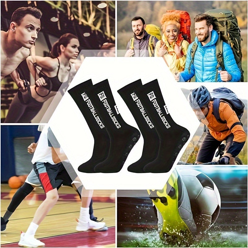 5 Pairs Silicone Dots Non Slip Football Socks Sport Crew Socks