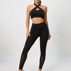 Women's Activewear Set: Halter Sports Bra & High Waist Yoga Shorts