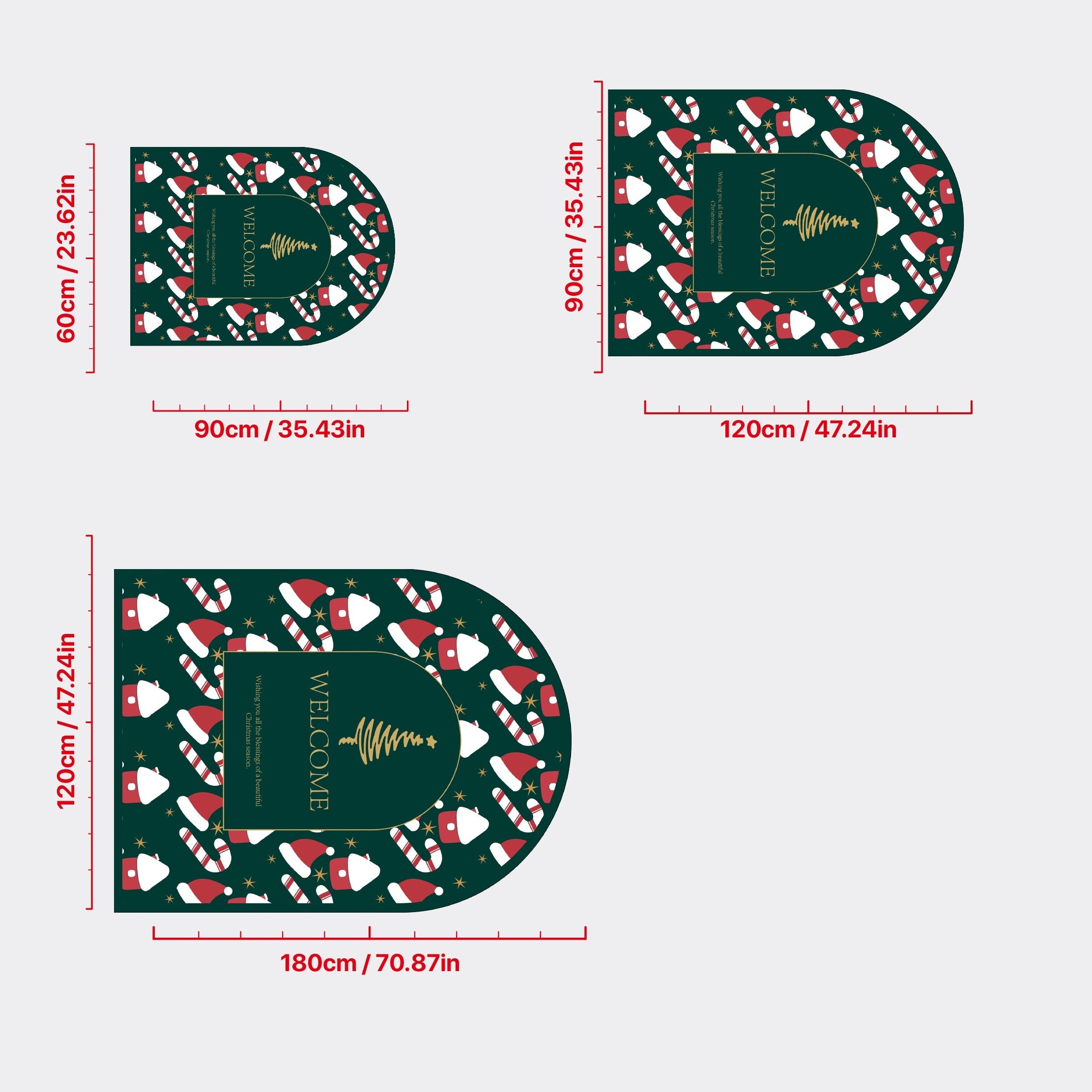 Christmas Pattern Rubber Fabric Non-slip Rug