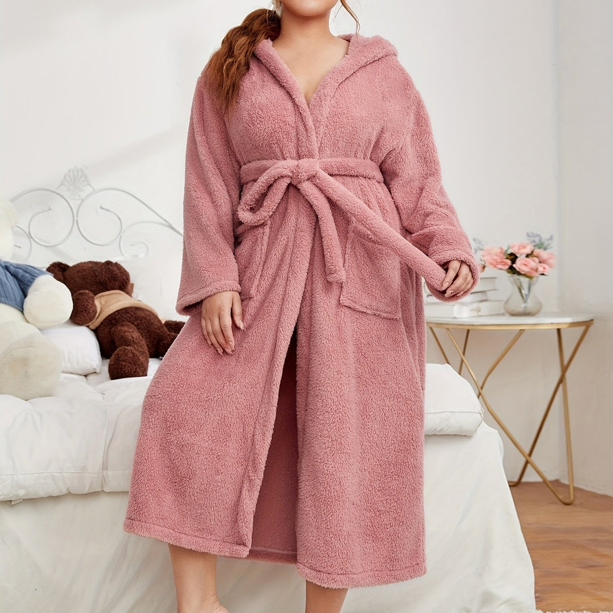  Women's Hooded Flannel Robe with Ears