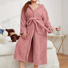  Women's Hooded Flannel Robe with Ears