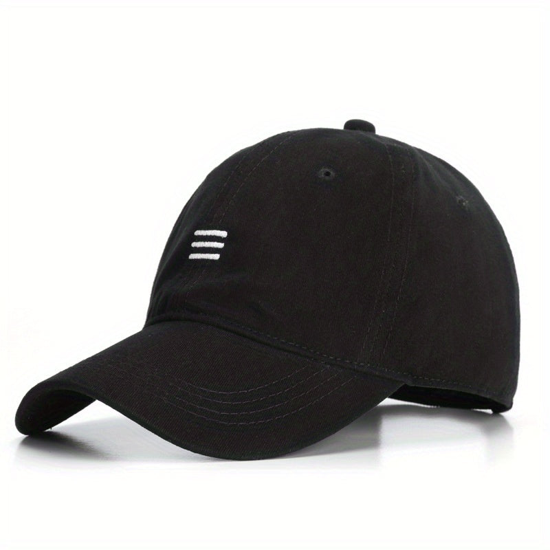 Three Stripe Embroidery Baseball Cap Solid Cotton Sun Hat Casual Dad Hats