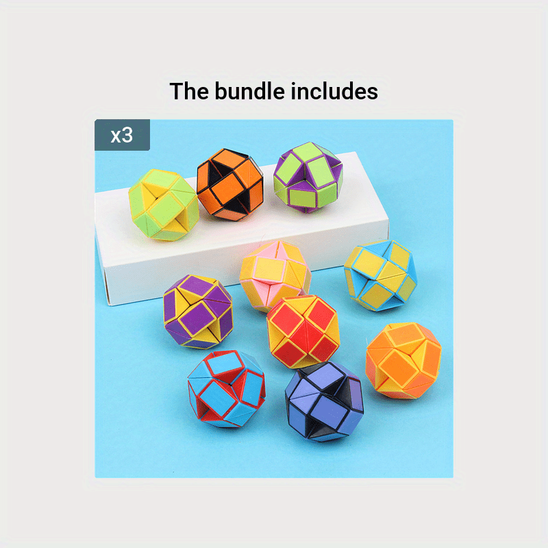 3Pcs Folding Magic Snake Ruler Puzzle Educational Toy Kids Birthday Party Favors