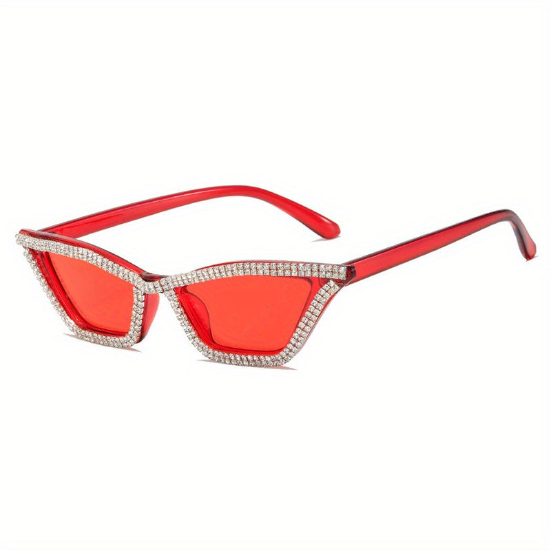 Girl's Rhinestone Inlaid Sunglasses Triangular Cat Eye Sunglasses