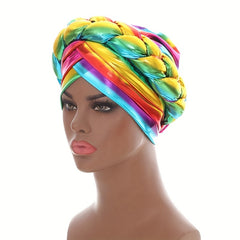 Colorful Hot Stamping Turbans Three Layer Bright Head Wraps Twist Braid Bonnet
