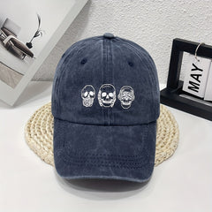 Unisex Breathable Adjustable Baseball Cap with Three Skull Pattern