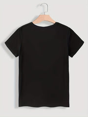 Women's Red Heart Graphic Casual T Shirt with Round Neck
