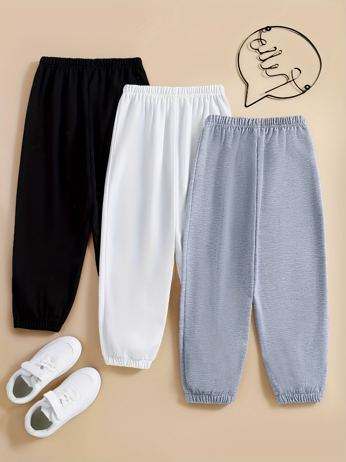 3pcs Girl's Jogger Pants Elastic Waist Sweatpants
