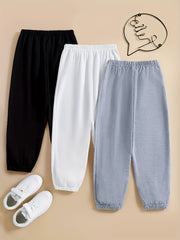 3pcs Girl's Jogger Pants Elastic Waist Sweatpants
