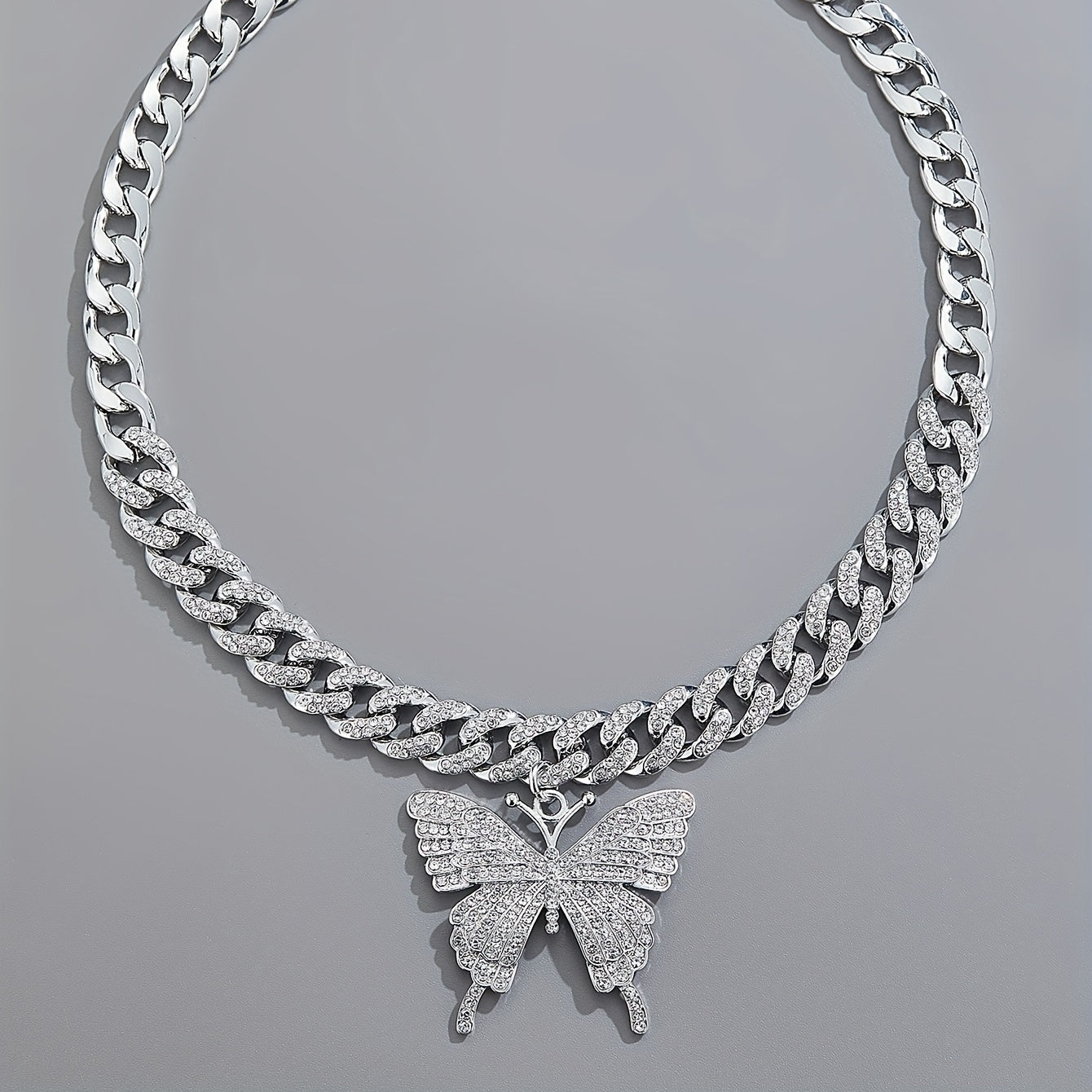 Butterfly Necklace Full Diamond Cuban Chain Necklace