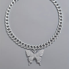 Butterfly Necklace Full Diamond Cuban Chain Necklace