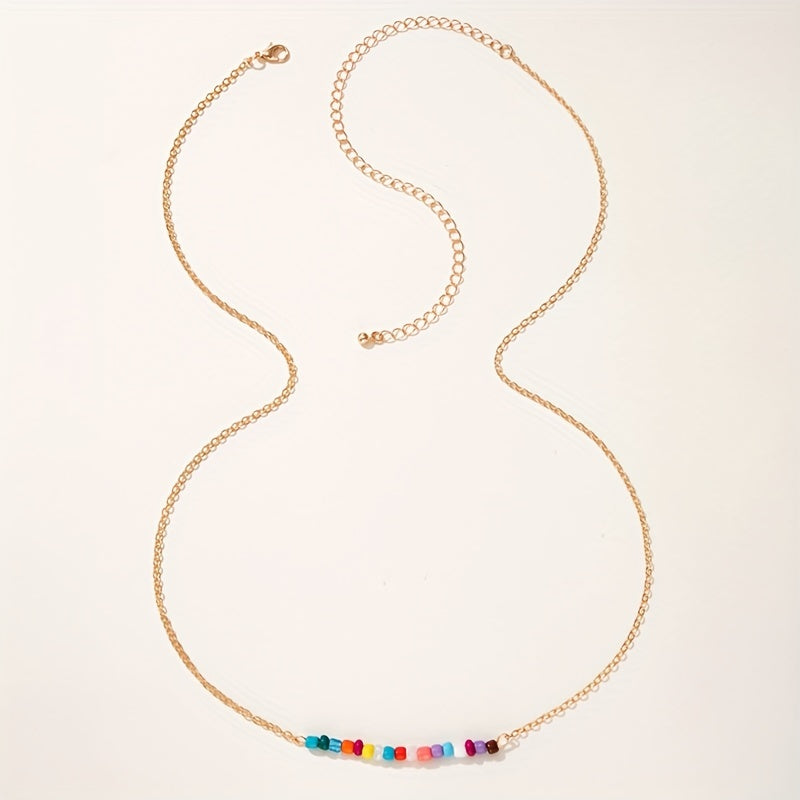 Colorful Beaded Golden Metal Belly Chain Waistband for Women