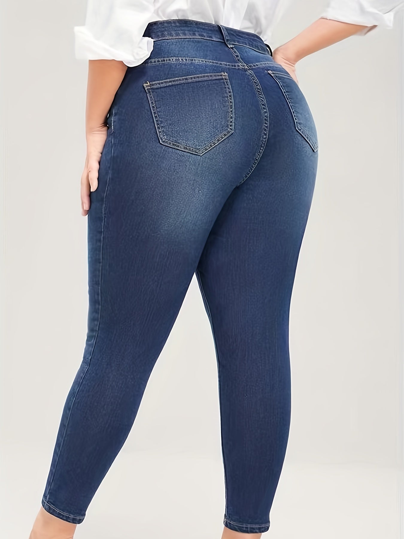  Button Fly Slim Fit High Stretch Jeans With Pockets