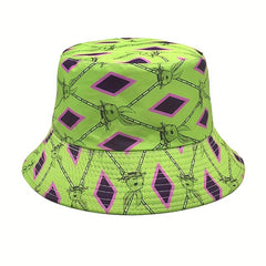 Green Rabbit Print Reversible Sunscreen Basin Hat Casual Fisherman Cap