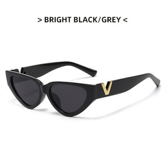 Striped V Triangle Cat Eye Sunglasses Small Frame Glasses