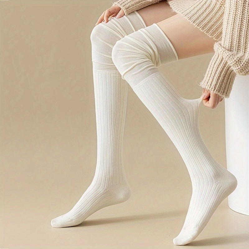 3 Pairs Striped Thigh High Socks Women's Stockings