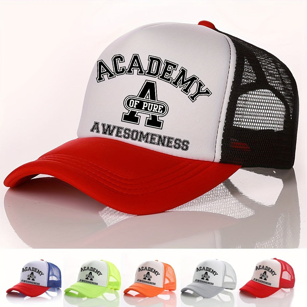 Summer Multicolor Hat Funny ACADEMY AWESOMENESS Letter Print Men's Peaked Cap