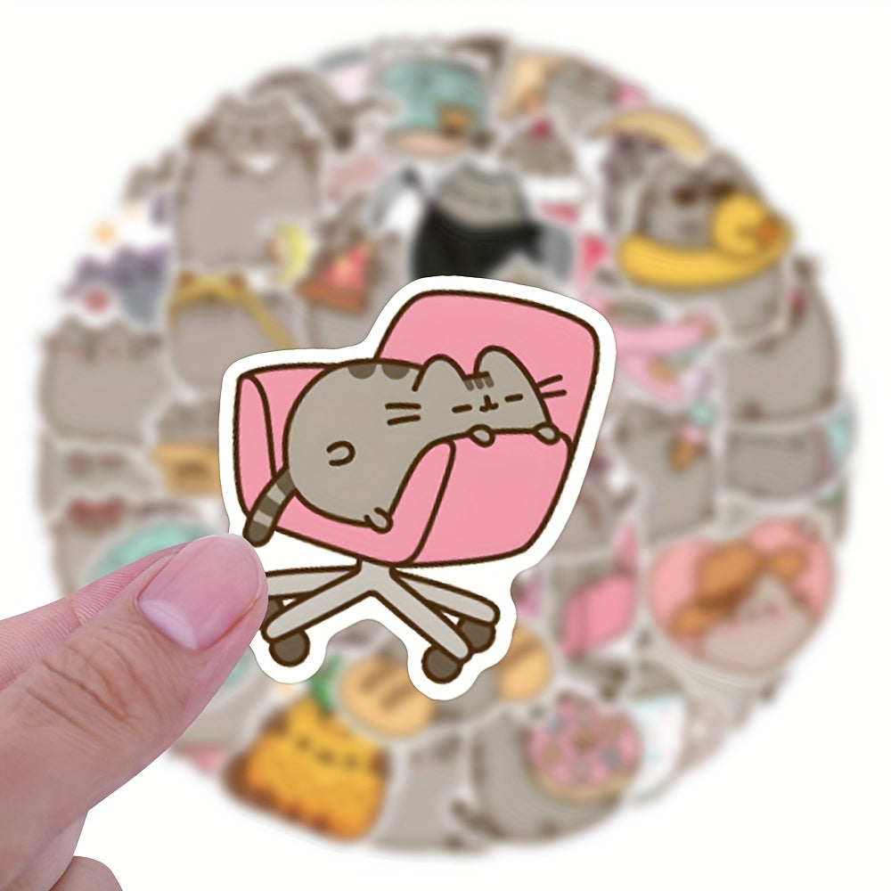 55pcs Whimsical Cat Stickers Glasses Cupcakes Water Bottles Notebooks