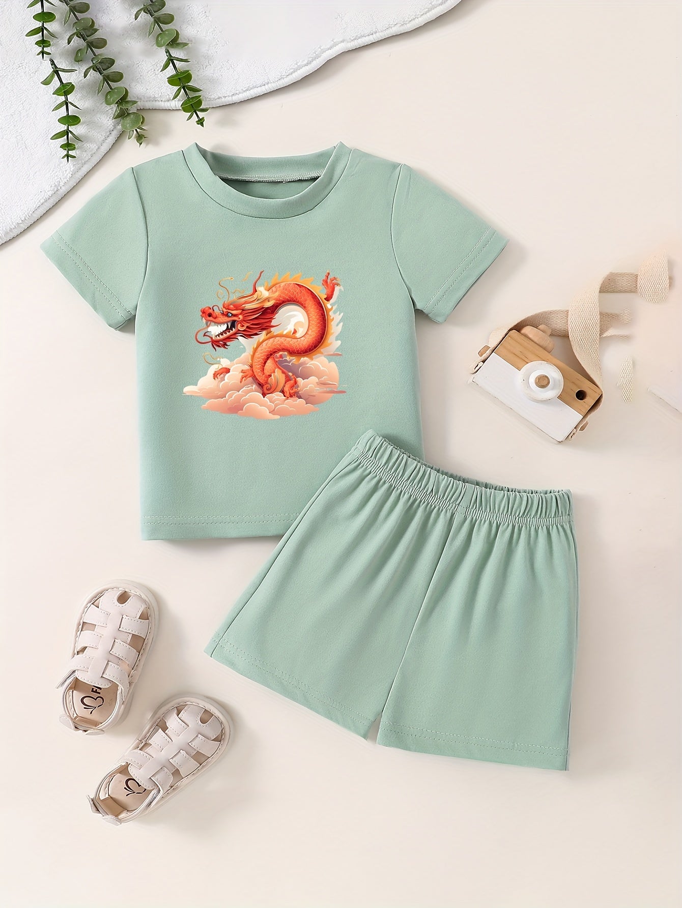 Cartoon Dragon Toddler Kid T-shirt & Shorts Set