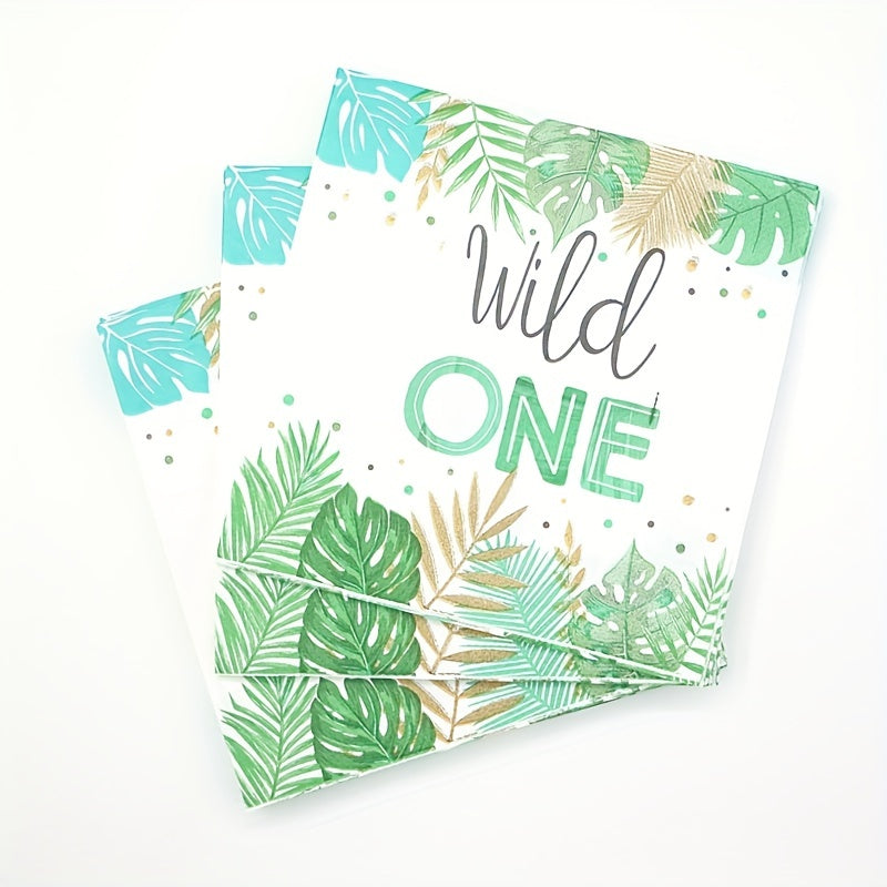 20pcs Wild One Napkins Jungle Safari 1st Birthday Party Supplies