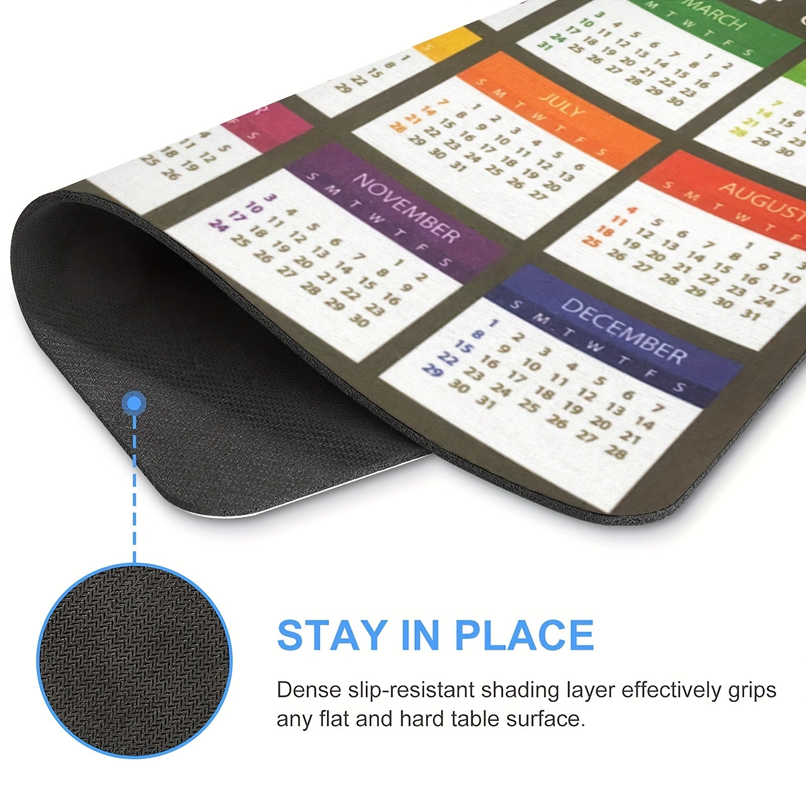 1pc Calendar Mouse Pad Non Slip Rubber Laptop Mouse Pad