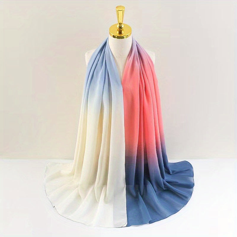 Large Thin Chiffon Hijab Gradient Turban Soft Shawl Wrap