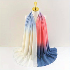 Large Thin Chiffon Hijab Gradient Turban Soft Shawl Wrap